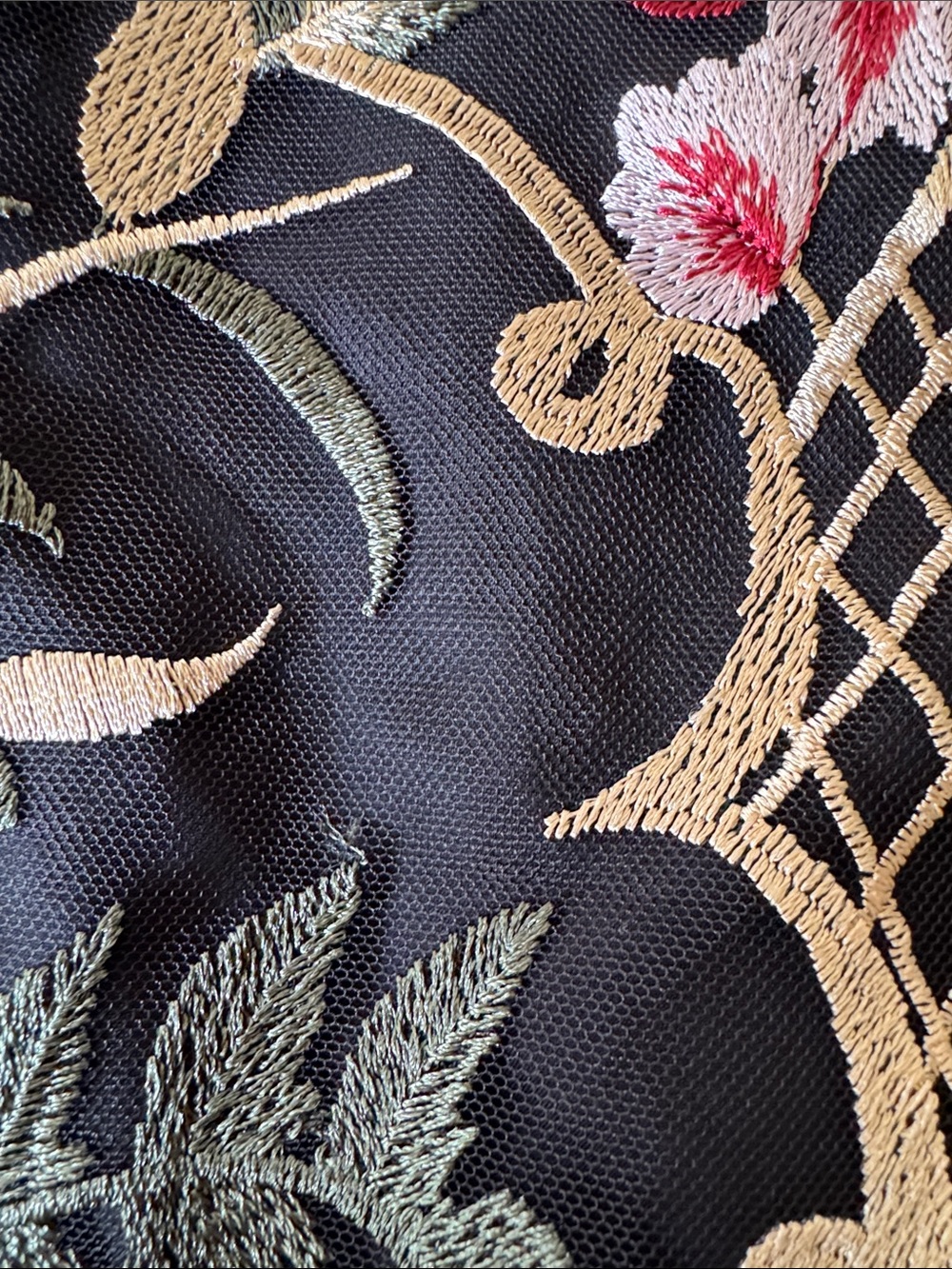 Bronx and Banco Black Midi Dress with Multicolor Floral Embroidery - Picture 9 of 10